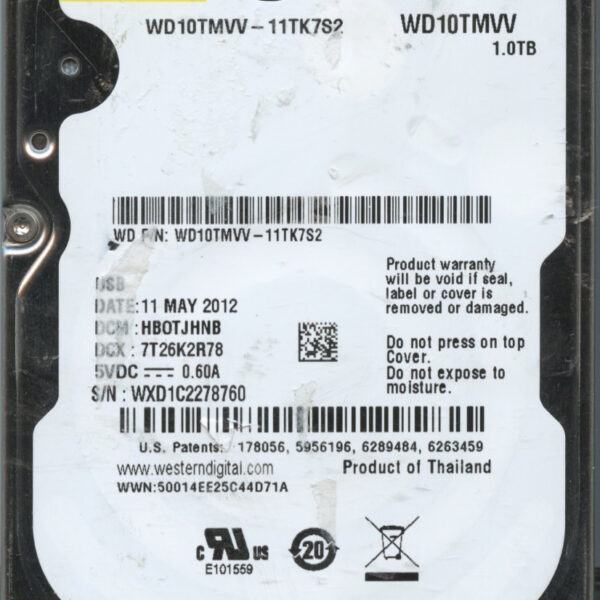 WD10TMVW WXD1C 05:12 WESTERN DIGITAL 1TB