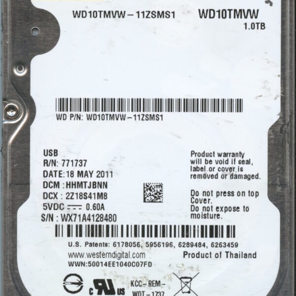 WD10TMVW WX71A 05:11 WESTERN DIGITAL 1TB