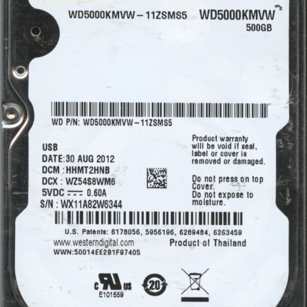 WD5000KMVW WX11A 08:12 WESTERN DIGITAL 500GB