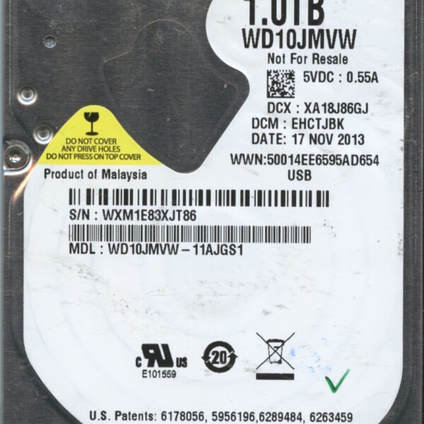 WD10JMVW WXM1E 11:13 WESTERN DIGITAL 1TB