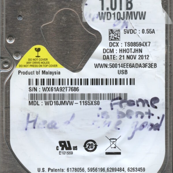 WD10JMVW WX61A 11:12 WESTERN DIGITAL 1TB