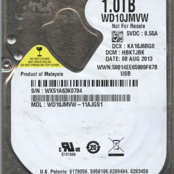 WD10JMVW WX51A 08:13 WESTERN DIGITAL 1TB