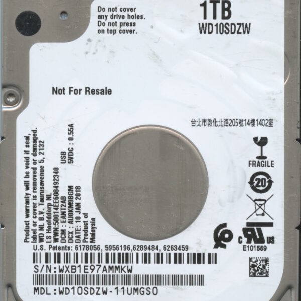 WD10SDZW WXB1E 01:18 WESTERN DIGITAL 1TB