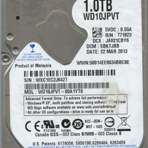 WD5000LPCX WX31A 11:14 WESTERN DIGITAL 500GB