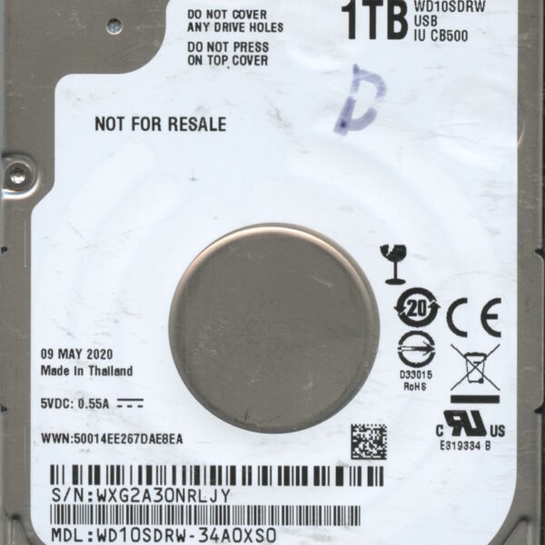 WD10SDRW WXG2A 05:20 WESTERN DIGITAL 1TB