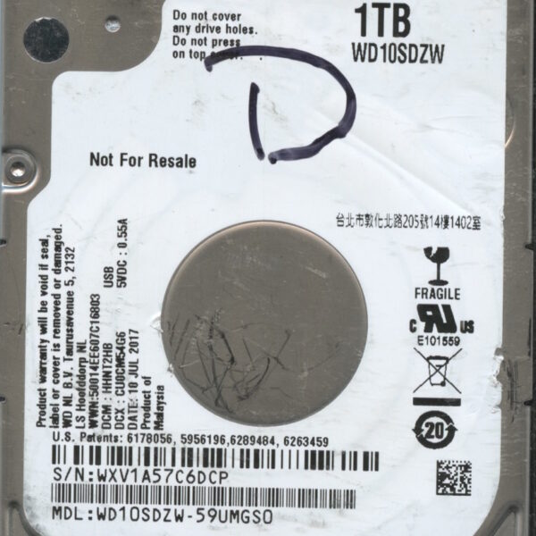 WD10SDZW WXV1A 07:17 WESTERN DIGITAL 1TB