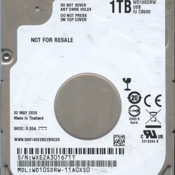 WD10SDRW WXE2A 05:20 WESTERN DIGITAL 1TB