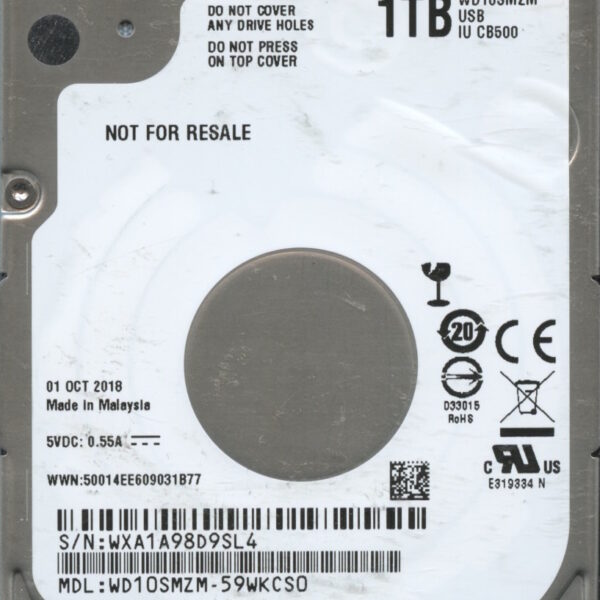 WD10SMZM WXA1A 10:18 WESTERN DIGITAL 1TB