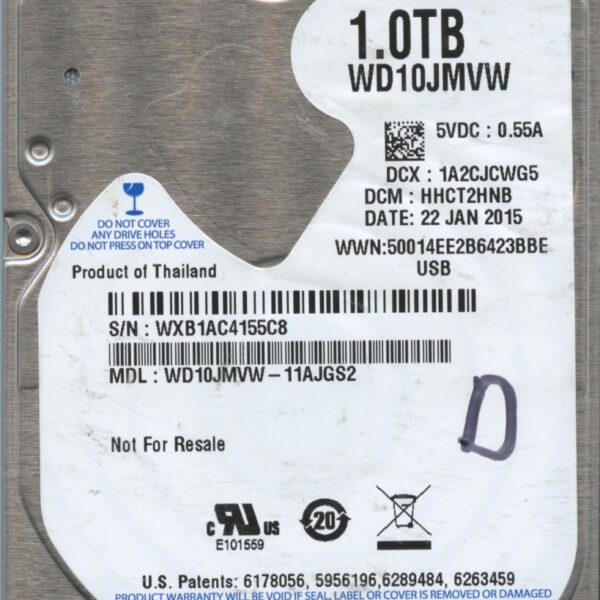 WD10JMVW WXB1A 01:15 WESTERN DIGITAL 1TB