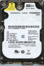 WD5000BMVW WXD1A 02/13 WESTERN DIGITAL 500GB