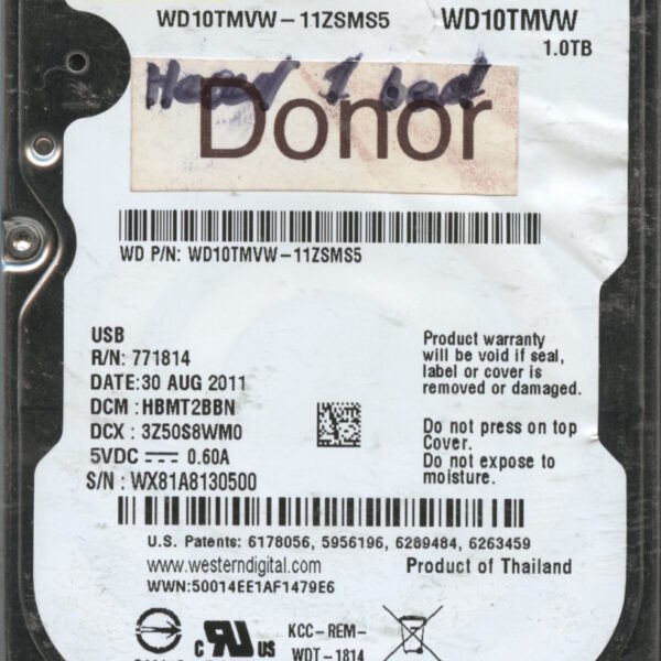 WD10TMVW WX81A 08:11 WESTERN DIGITAL 1TB