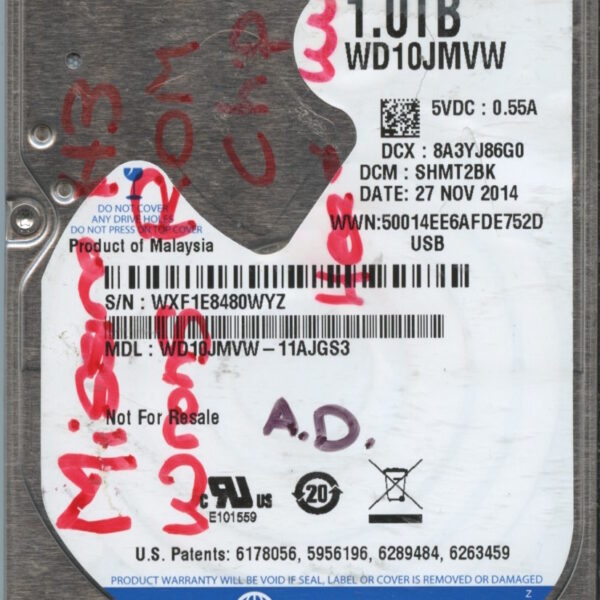 WD10JMVW WXF1E 11:14 WESTERN DIGITAL 1TB