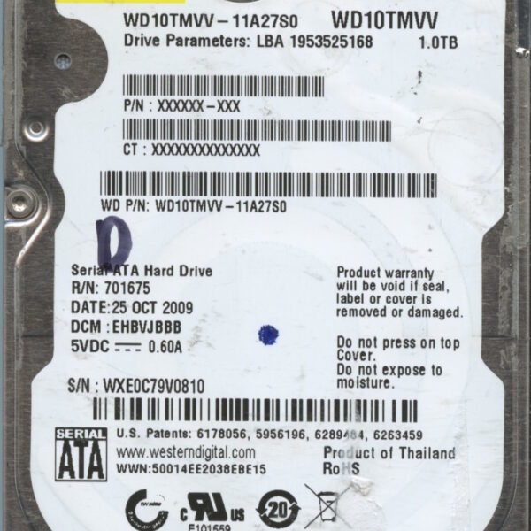 WD10TMVV WXE0C 10:09 WESTERN DIGITAL 1TB