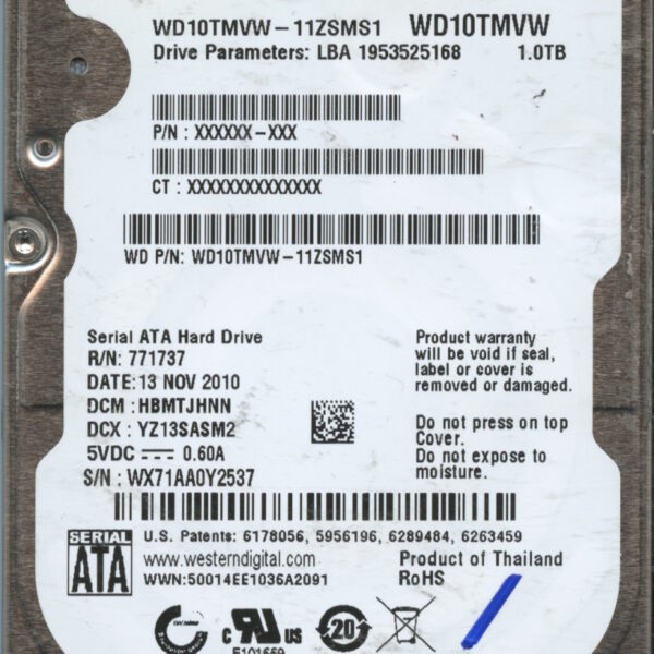 WD10TMVW WX71A 11:10 WESTERN DIGITAL 1TB