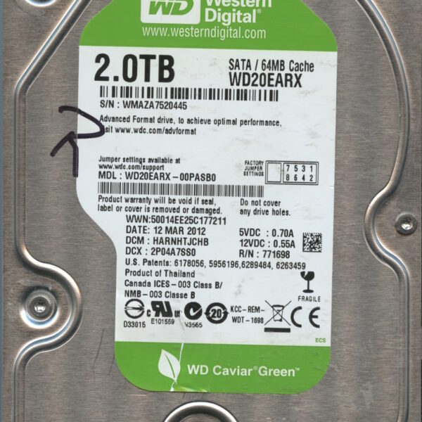 WD15EARX WMAZA 03:12 WESTERN DIGITAL 2TB