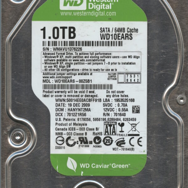 WD10EARS WMAVU 12:09 WESTERN DIGITAL 1TB