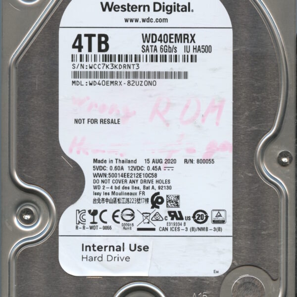 WD40EMRX WCC7K 08:20 WESTERN DIGITAL 4TB