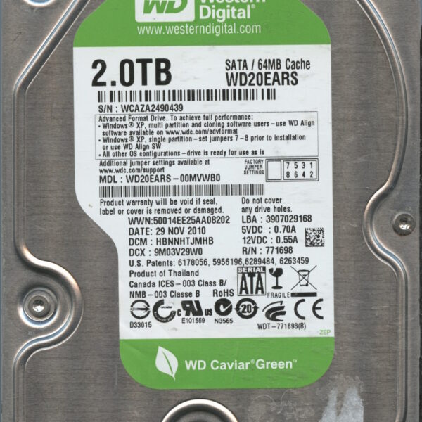 WD20EARS WCAZA 11:10 WESTERN DIGITAL 2TB