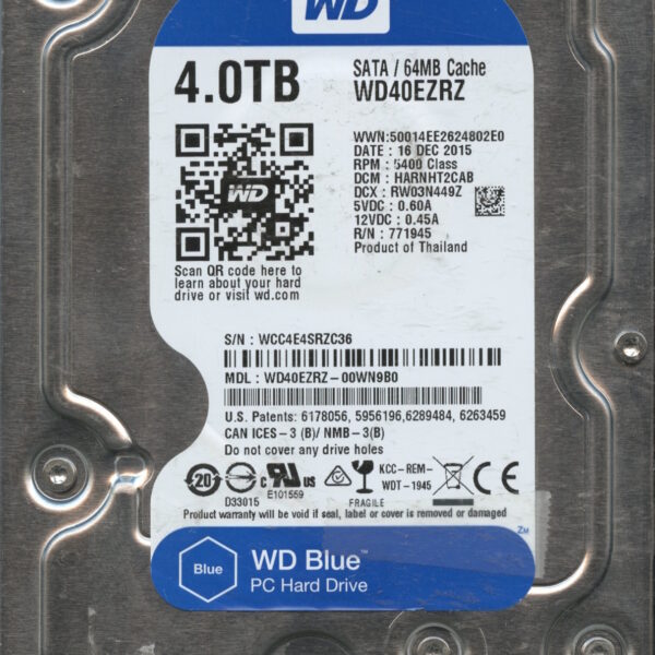 WD40EZRZ WCC4E 12:15 WESTERN DIGITAL 4TB