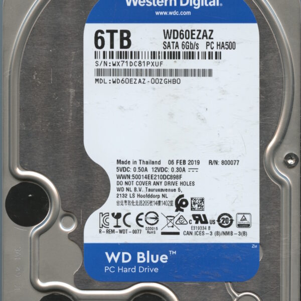 WD60EZAZ WX71D 02:19 WESTERN DIGITAL 6TB