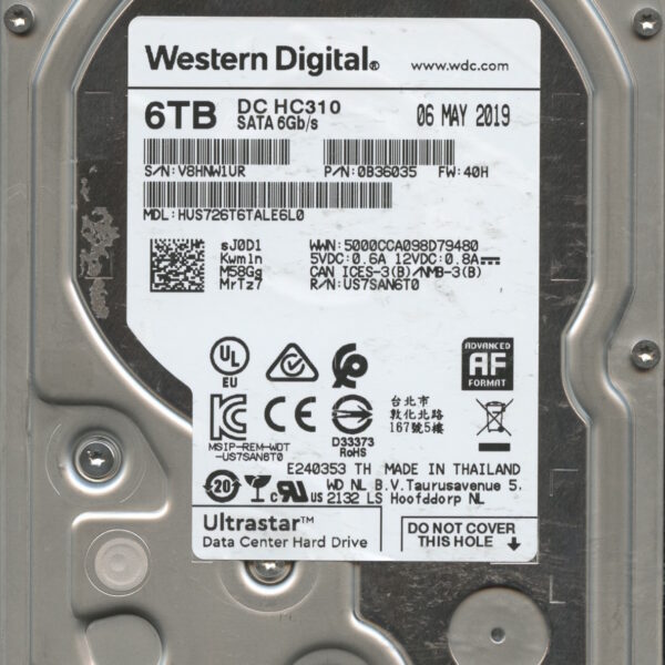 HUS726T6TALE6L0 V8HNW 05:19 WESTERN DIGITAL 6TB