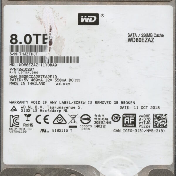 WD80EZAZ 7HJZT 10:19 WESTERN DIGITAL 8TB