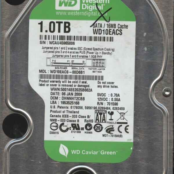 WD10EACS WCAU4 01:09 WESTERN DIGITAL 1TB