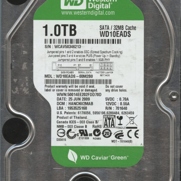 WD10EADS WCAV5 06:09 WESTERN DIGITAL 1TB