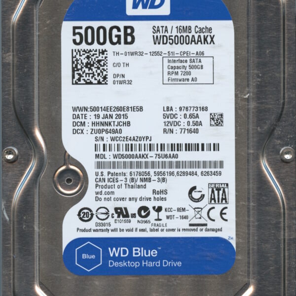 WD5000AAKX WCC2E 01:15 WESTERN DIGITAL 500GB