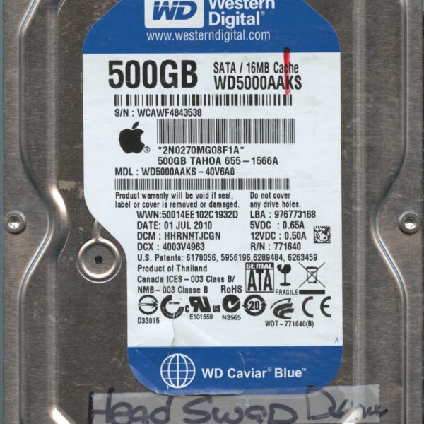 WD5000AAKS WCAWF 07:10 WESTERN DIGITAL 500GB