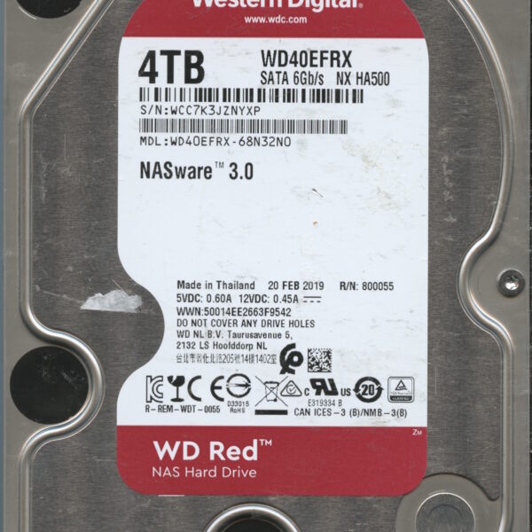 WD40EFRX WCC7K 02:19 WESTERN DIGITAL 4TB