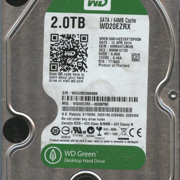 WD20EZRX WCC4M 04:14 WESTERN DIGITAL 2TB