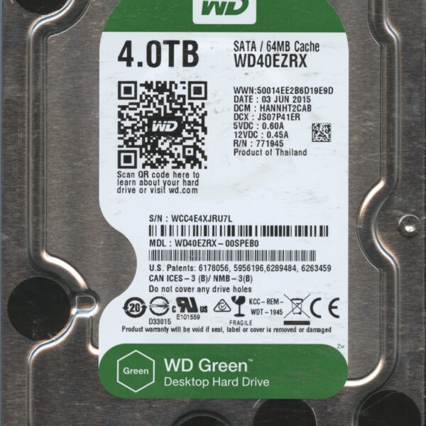 WD40EZRX WCC4E 06:15 WESTERN DIGITAL 4TB