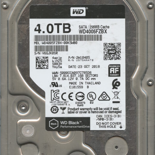 WD4005FZBX V6GJK 10:18 WESTERN DIGITAL 4TB