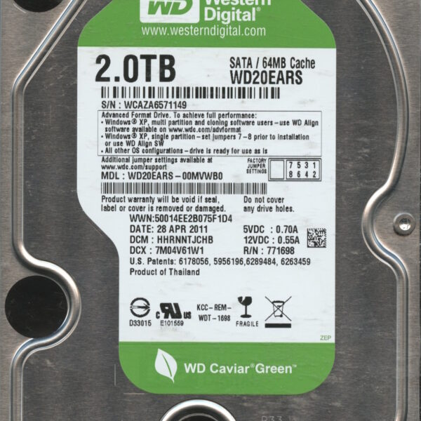 WD20EARS WCAZA 04:11 WESTERN DIGITAL 2TB