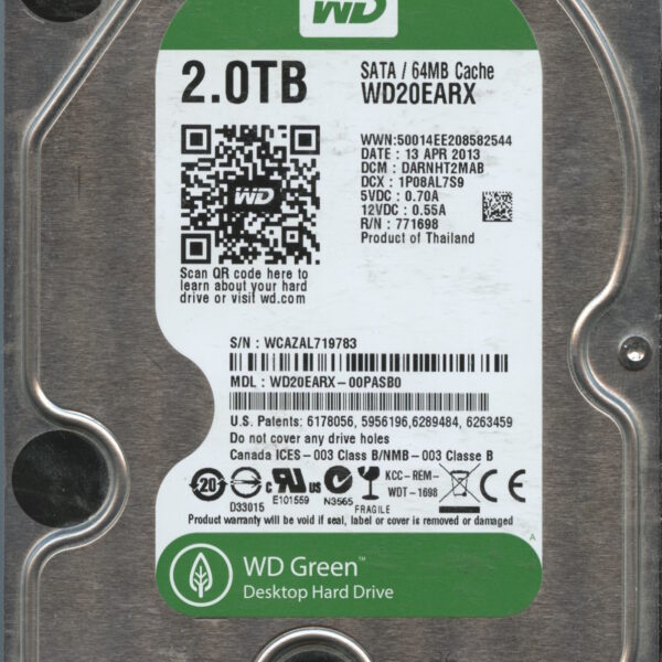 WD20EARX WCAZA 04:13 WESTERN DIGITAL 2TB