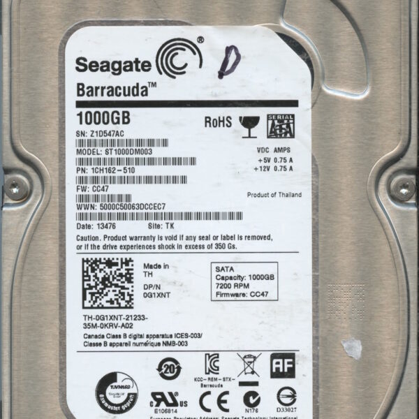 ST1000DM003 1CH162-510 CC47 TK Z1D54 1TB HDD