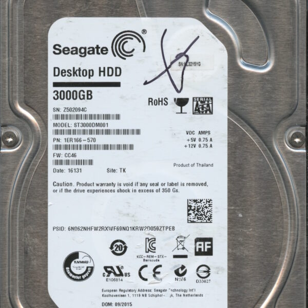 ST3000DM001 1ER166-570 CC46 TK Z5020 3TB HDD