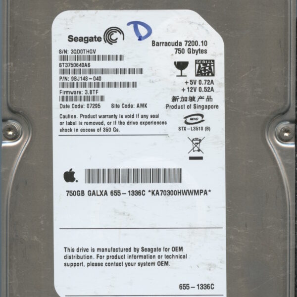 ST3750640AS 9BJ148-040 3.BTF AMK 3QD0T 750GB HDD