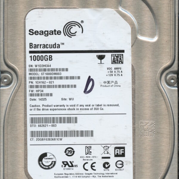 ST1000DM003 1CH162-021 HP34 W13DH 1TB HDD