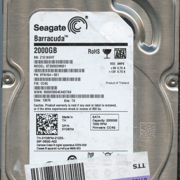 ST2000DM001 9YN164-501 CC4G Z1E1A 2TB HDD