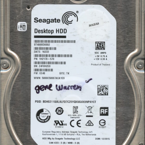 ST4000DX002 1H2178-570 CC48 Z4F0H 4TB HDD