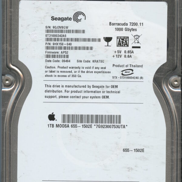 ST31000342AS 9HX158-040 AP52 9QJ3V 1TB HDD