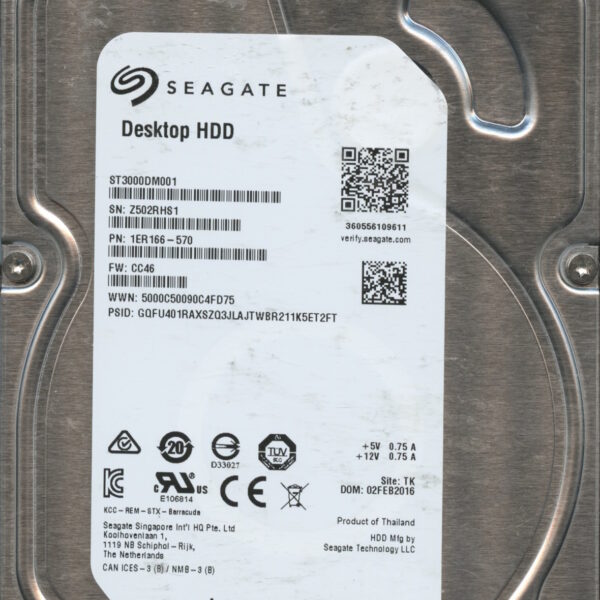 ST3000DM001 1ER166-570 CC46 Z502R 3TB HDD