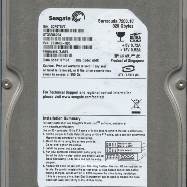 ST3320620A 9BJ04G-305 3.AAE 3QF0T 320GB HDD