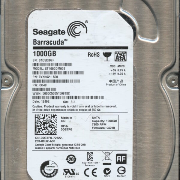 ST1000DM003 9YN162-500 CC4B S1D3D 1TB HDD