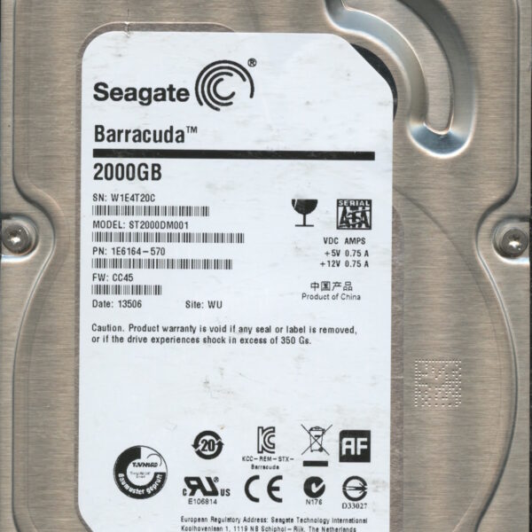 ST2000DM001 1E6164-570 CC45 W1E4T 2TB HDD