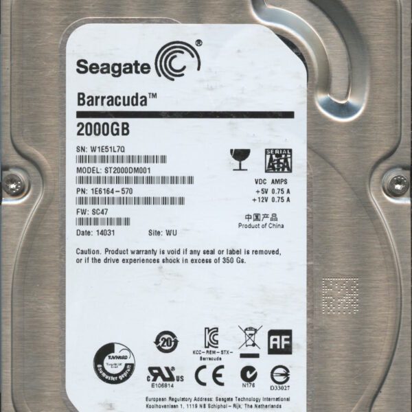 ST2000DL001 1E6164-570 SC47 W1E51 2TB HDD