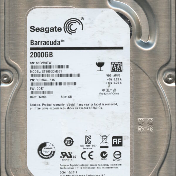 ST2000DM001 1CH164-515 CC47 S1E2M 2TB HDD