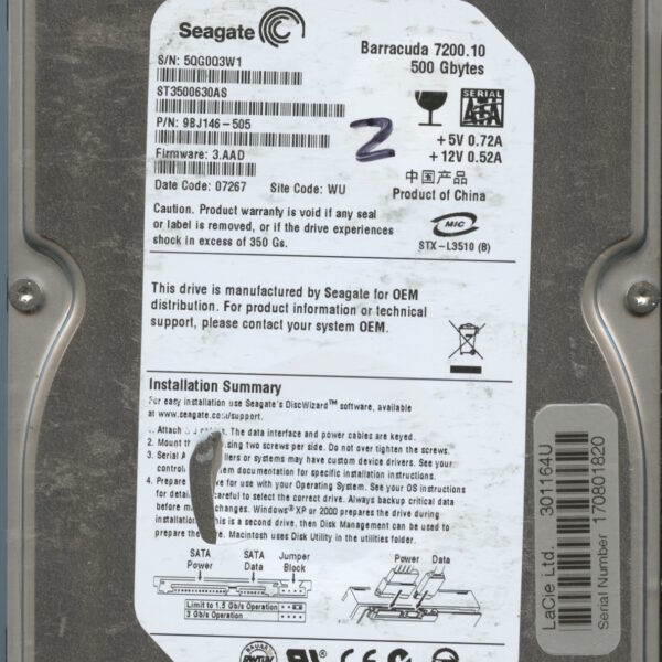 ST3500630AS 9BJ146-505 3.AAD 5QG0Q 500GB HDD